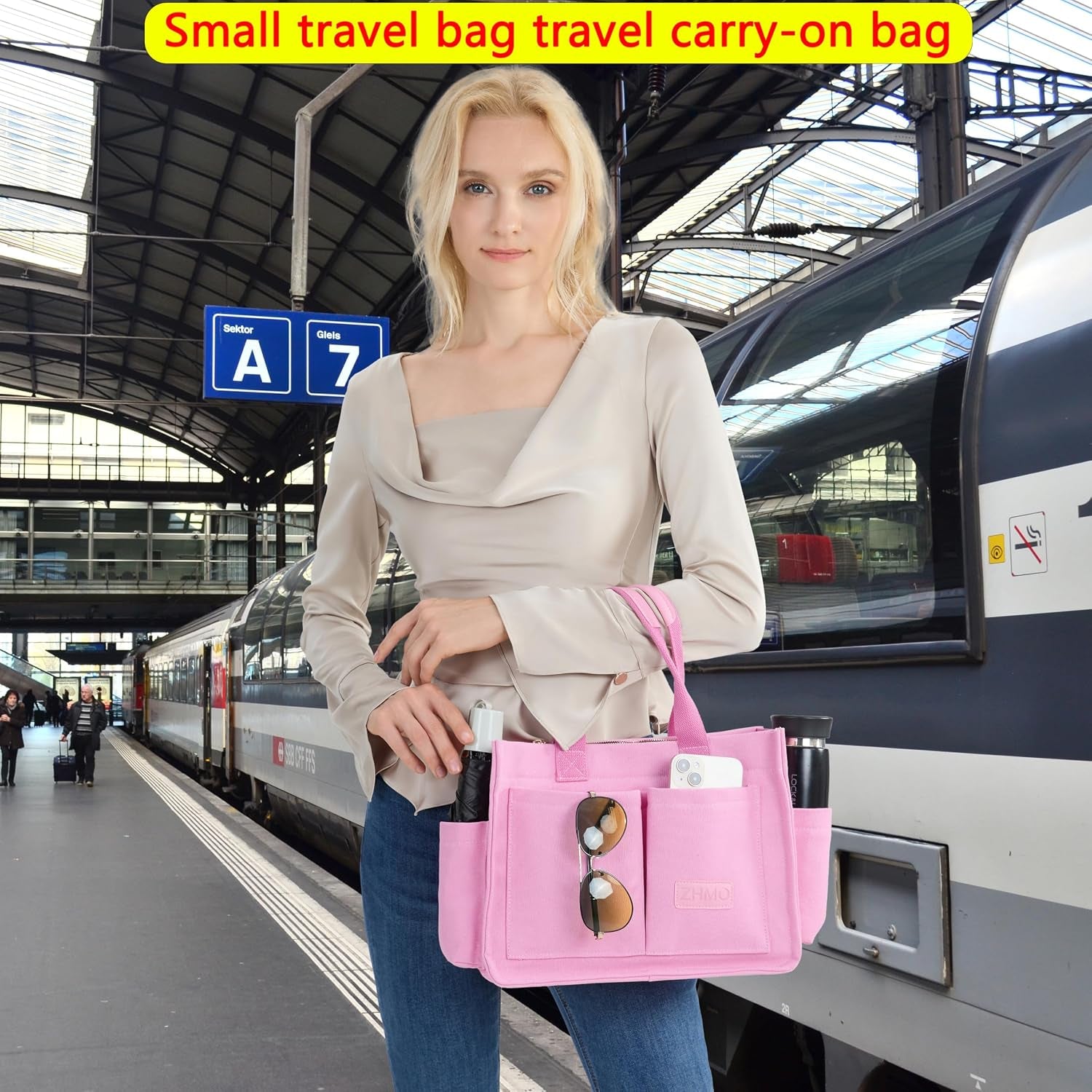 ZHMO Canvas Tote Bag for Women,Women'S Bags Crossbody Bags Work Laptop Tote Bag Large Handbags Purse for Travel Nurse Teacher