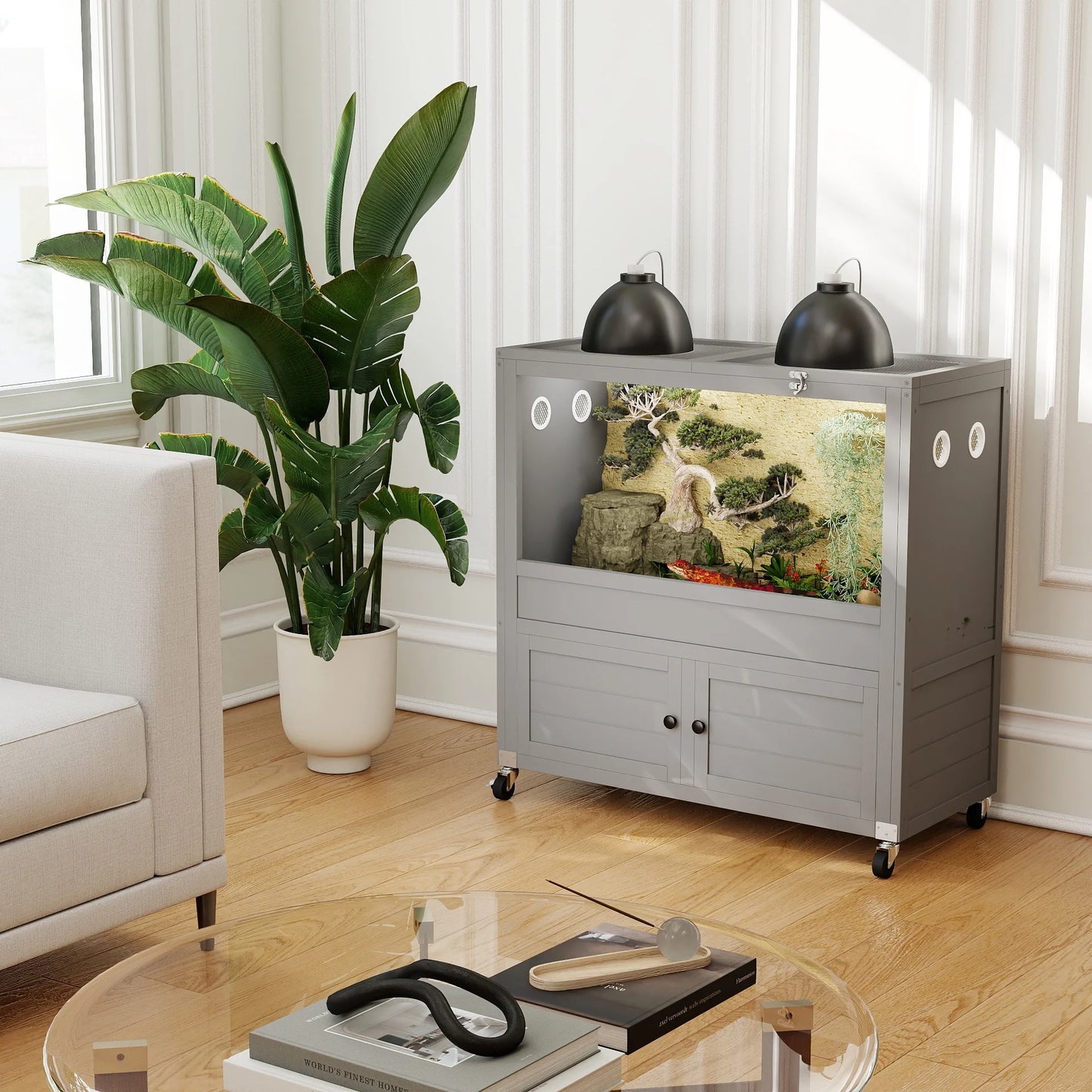 WAYTRIM 36 Gallon Reptile Terrarium with Stand