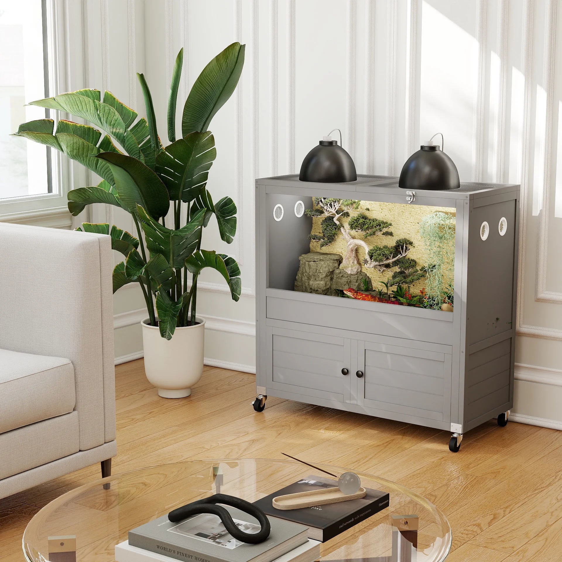 WAYTRIM 36 Gallon Reptile Terrarium with Stand