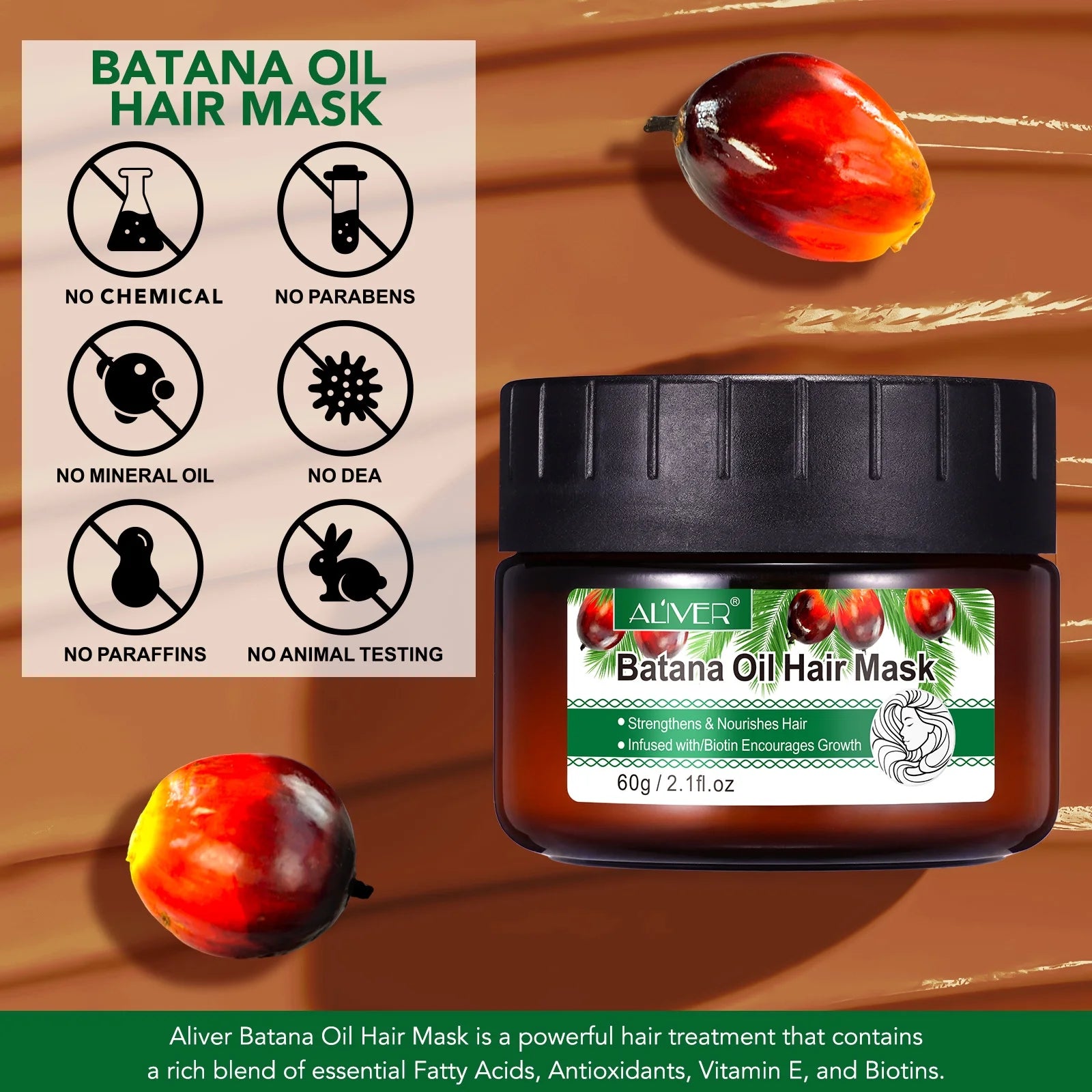 Aliver Batana Oil for Hair & Skin Care,100% Pure & Natural Batana Oil & Raw Batana Oil Hair Mask Set for Nourish & Moisturize Hair and Scalp
