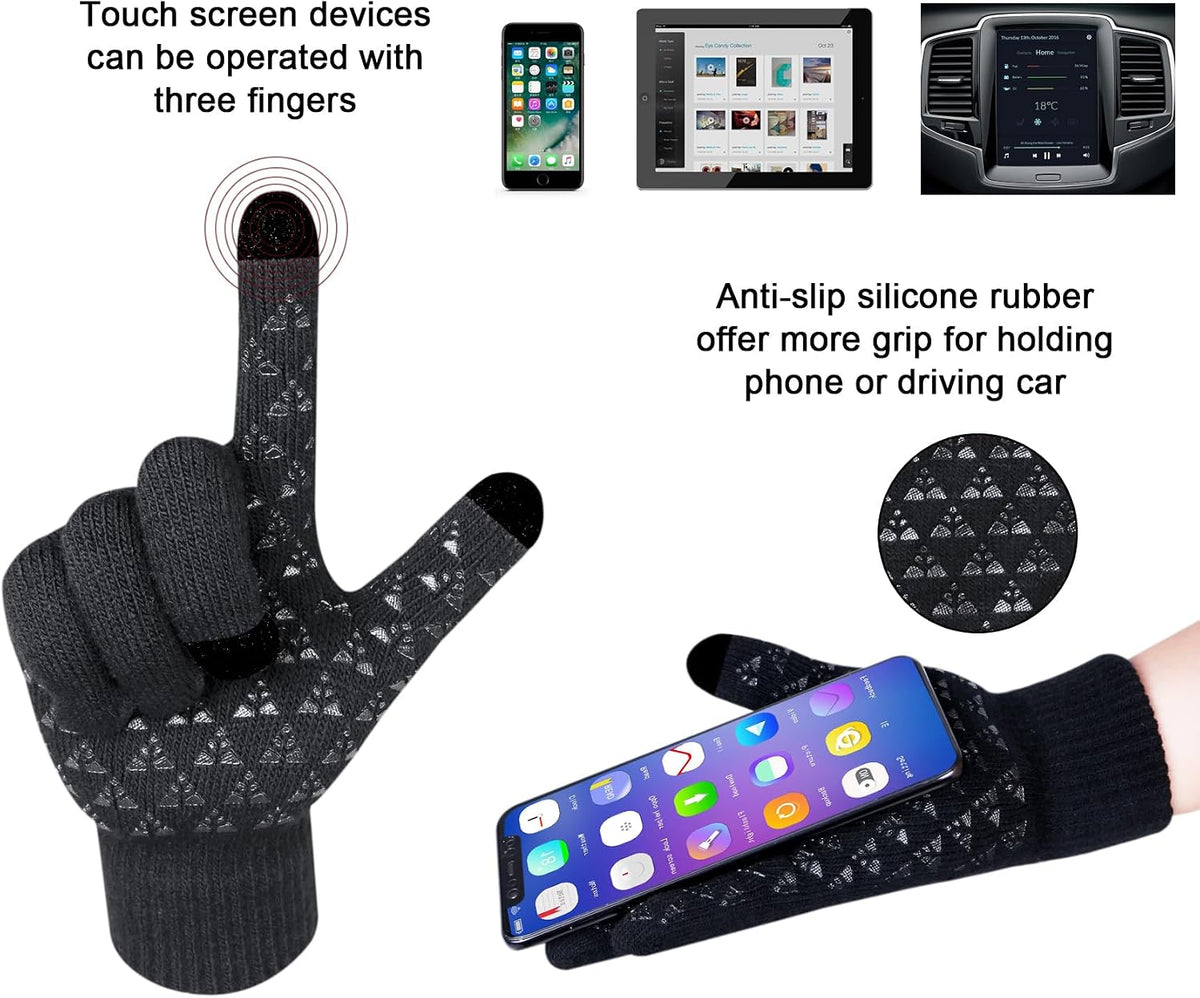Loritta Winter Hats for Men, 3 PCS Fleece Beanie Scarf Gloves Set