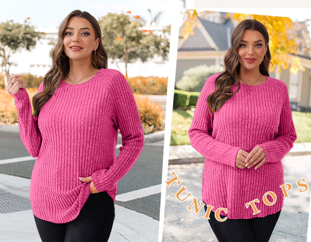 SHIBEVER Sweaters for Women Fall Casual Long Sleeve Tunic Tops Crewneck Lightweight Pullover Sweatshirts Winter Loose T Shirts for Women