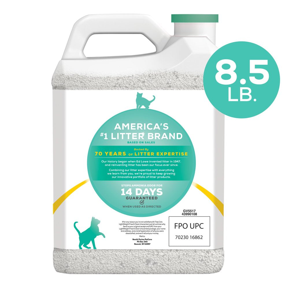 Purina Tidy Cats Lightweight Clumping Cat Litter, Low Dust, Free & Clean Unscented Multi Cat Litter, 8.5 Lb. Jug