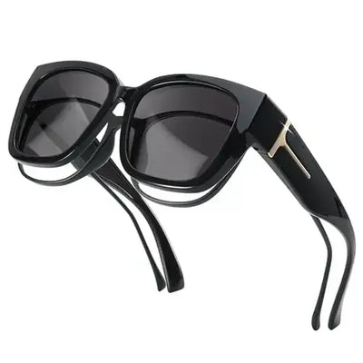 Fit over Sunglasses Polarized UV400 Protection Mirrored Large Square Oversized Trendy Sun Glasses Fit over Glasses for Driving Outdoor Daily Wear for Women Men