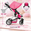 Fash N Kolor Foldable Pram for Baby Doll with Polka Dots Design with Swiveling Wheel Adjustable Handle