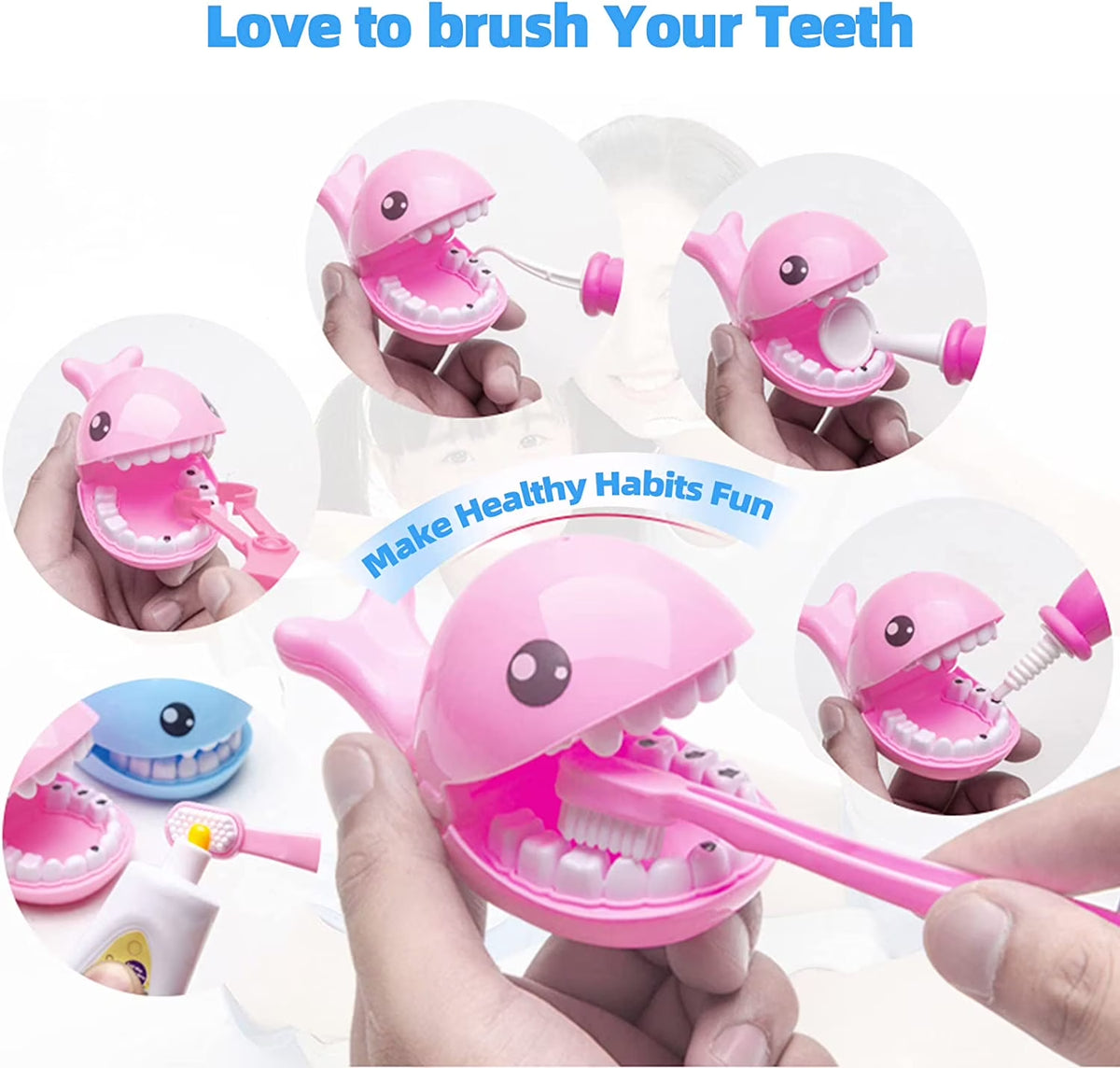 Nimjoy Kids Toy Doctor Kit for Girls 3-6 Years Boys, 41PCS Pink Toy Stethoscope & Braces Medical Kit Preschool Pretend Play Dentist Set Gift to Toddler Birthday Christmas Present