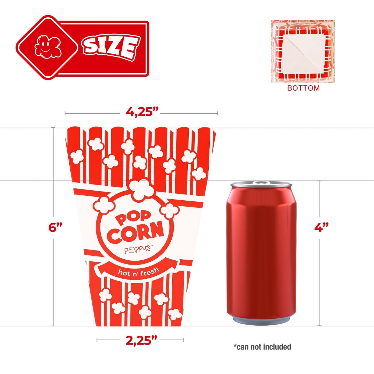 Poppy'S Large Popcorn Boxes – 20 Pack 46 Oz Concession-Grade Popcorn Buckets, Popcorn Machine Accessories for Popcorn Bars, Movie Nights, Concessions