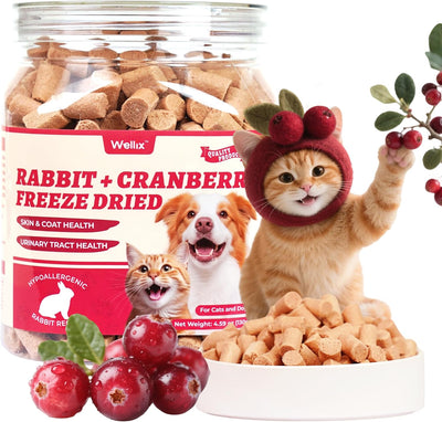 Wellix Rabbit & Cranberry Freeze Dried Dog & Cat Treats - Grain Free 4.59Oz