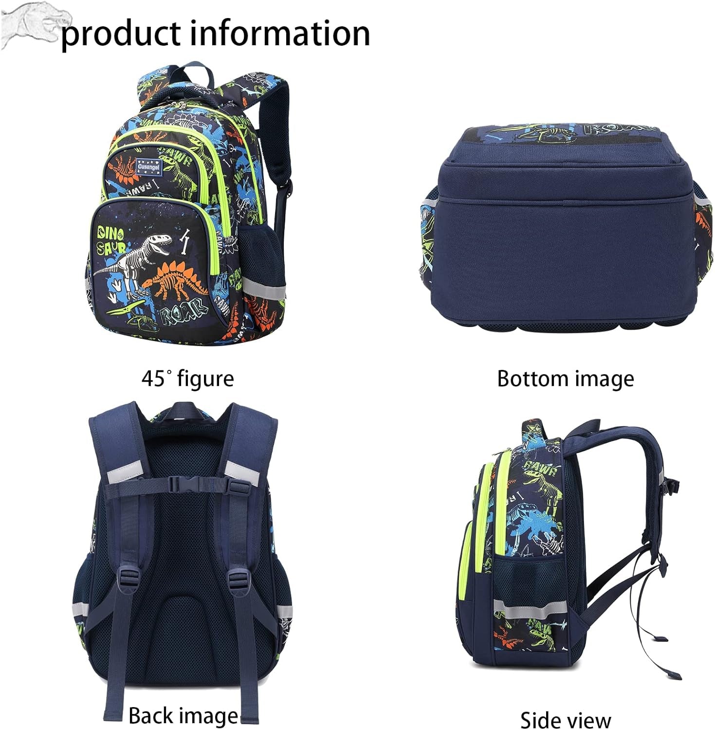 3Pcs Boys Dinosaur Backpack Set with Lunch Box Pencil Case, School Book Bag for Kids Elementary Preschool 1