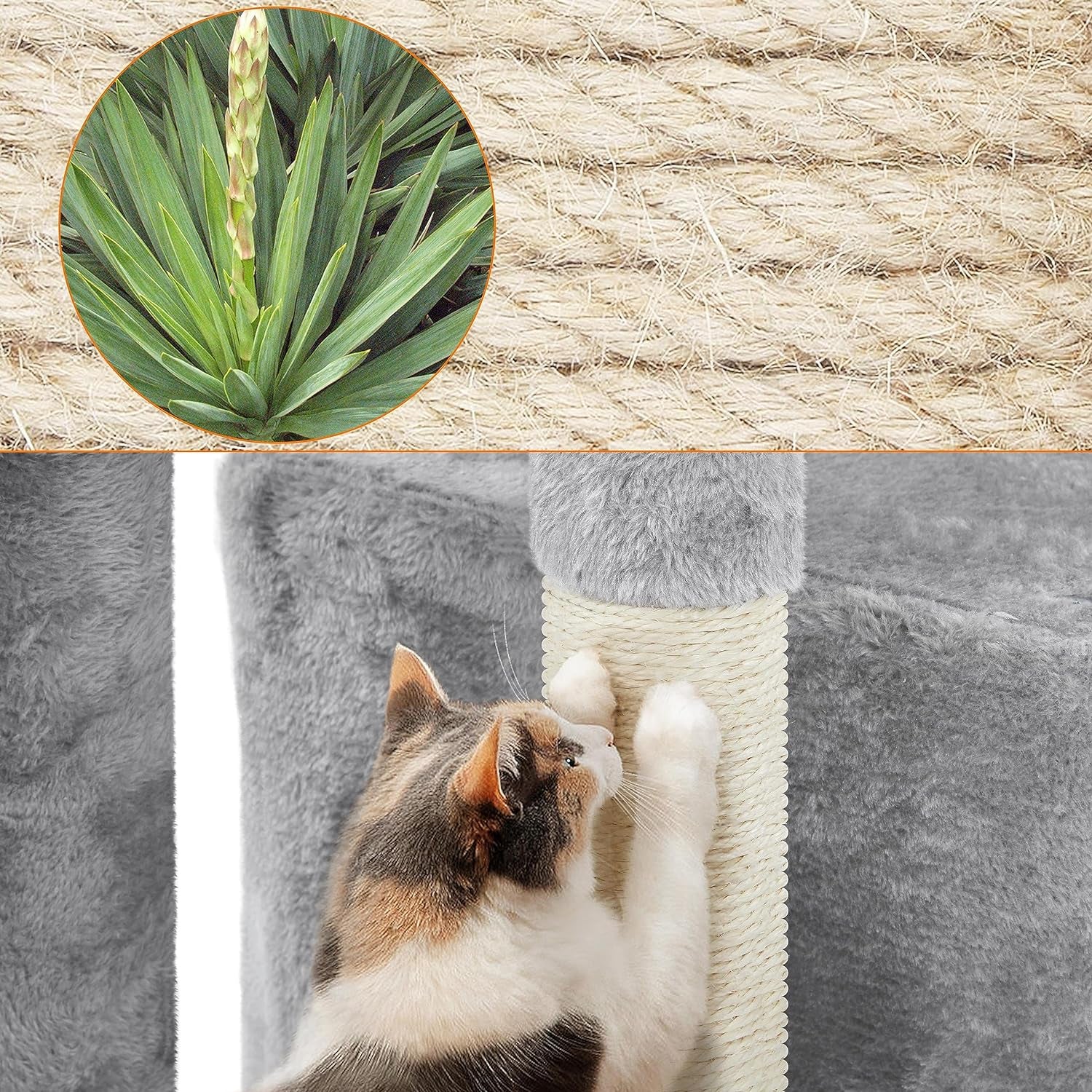 Topeakmart Cat Tree 34In Cat Tower Plush Cover with Condo, Platform & Basket for Indoor Kittens, Cat Furniture Activity Tree