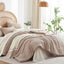 Brown Boho Seersucker Comforter Set King Size,Textured Lightweight Breathable Bedding 1 Comforter& 2 Shams
