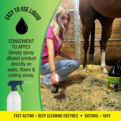 MICROBE-LIFT Horse Stall Cleaner and Deodorizer for Use in Stables, Barns, Use on All Surfaces and Supplies, Highly Concentrated and Safe Formula, Fresh Clean Scent, 1 Gallon