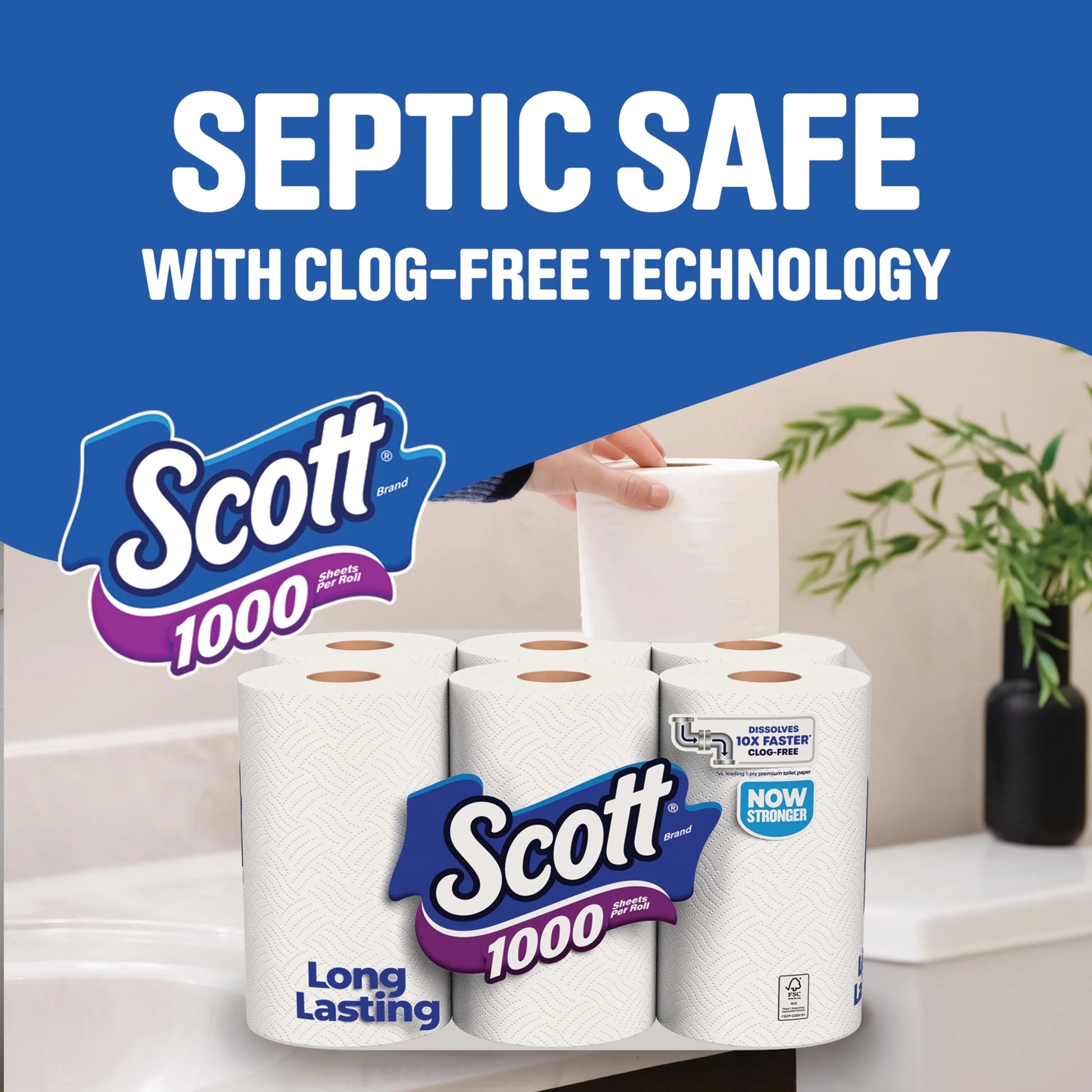 Scott 1000 Toilet Paper, 24 Rolls, 1,000 Sheets per Roll