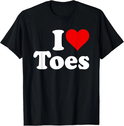 Men and Women Can Wear，I HEART TOES I LOVE TOES Sexy Feet T-Shirt