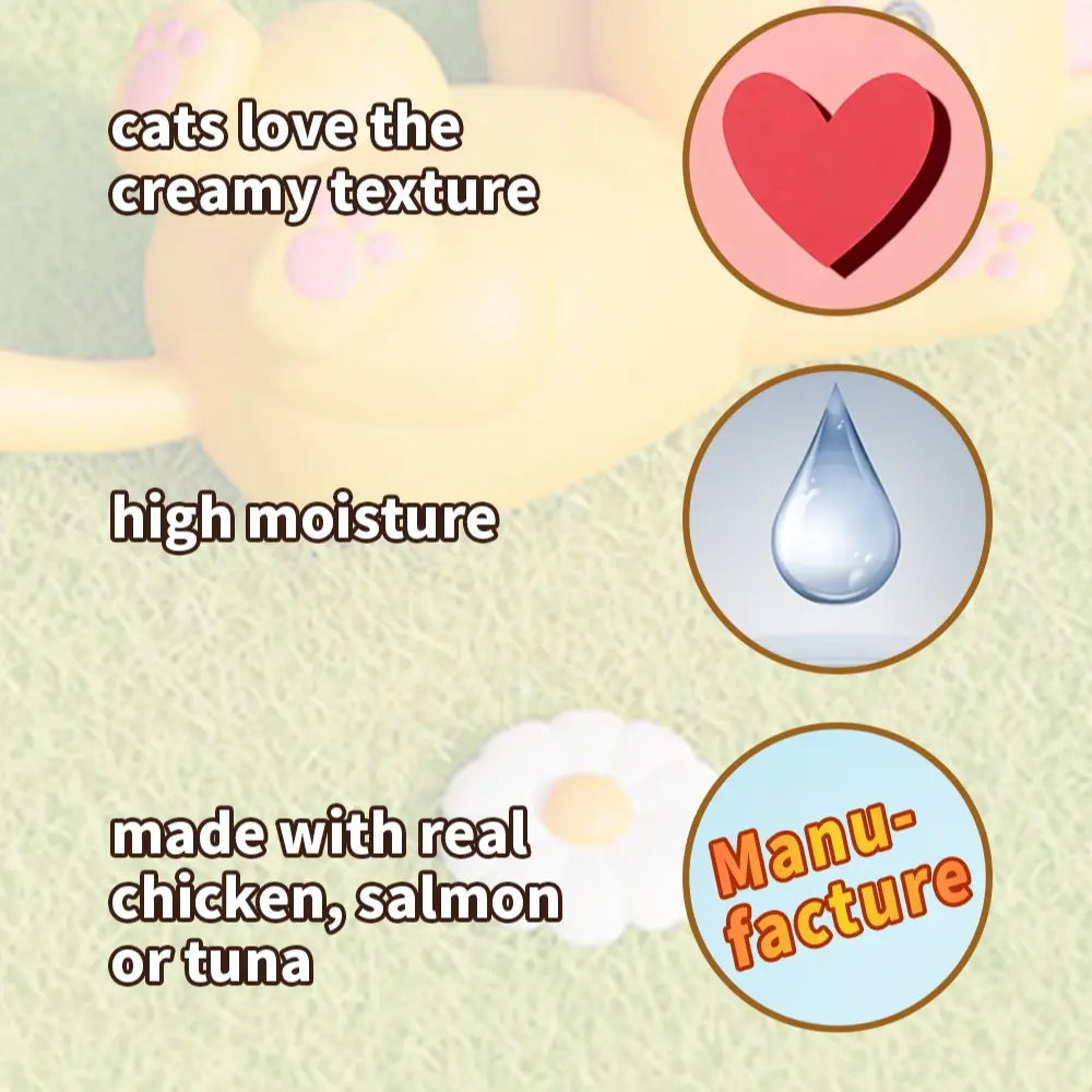 WLP : Cat Creamy Bar,Grain-Free, Lickable, Squeezable Creamy Cat Treat,15G Each Tubes,24 Tubes