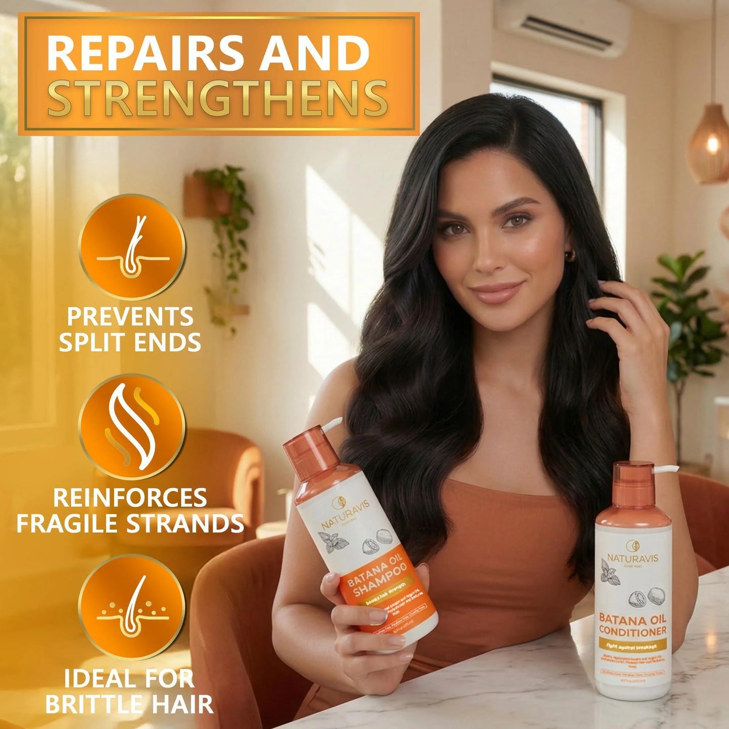 Batana Oil Shampoo and Conditioner Set 16 Fl Oz Set of 2 Sulfate Free Volumizing Formula for Fine Hair Thickening Salon Quality Paraben Free Blend for Thin Hair for Women and Men