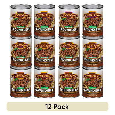 (12 Pack) Keystone Ground Beef 14 Oz Can Fully Cooked ✅, Emergency Food for Camping Hiking and Backpacking (12 Cans) ✅