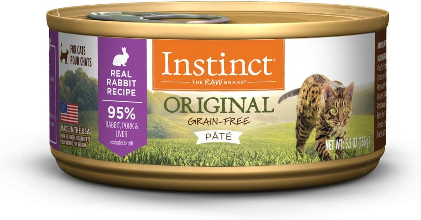 Instinct Original Grain Free Real Rabbit Recipe Natural Wet Canned Cat Food by Nature'S Variety, 5.5 Oz. Cans (Case of 12)