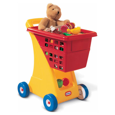 Little Tikes Toy Shopping Cart with Folding Seat, Multicolor, for Pretend Play Shopping Grocery Play Store for Kids Toddlers Girls Boys Ages 18+ Months.