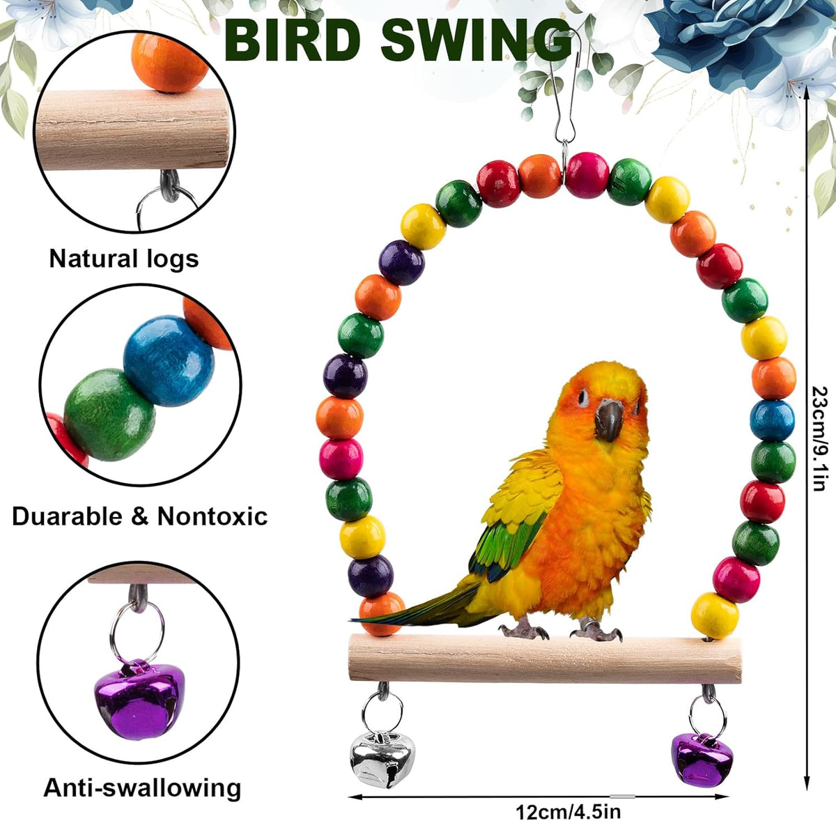 Bird Toys for Parakeets 7Pcs, Wood Parrots Budgie Cage Accessories