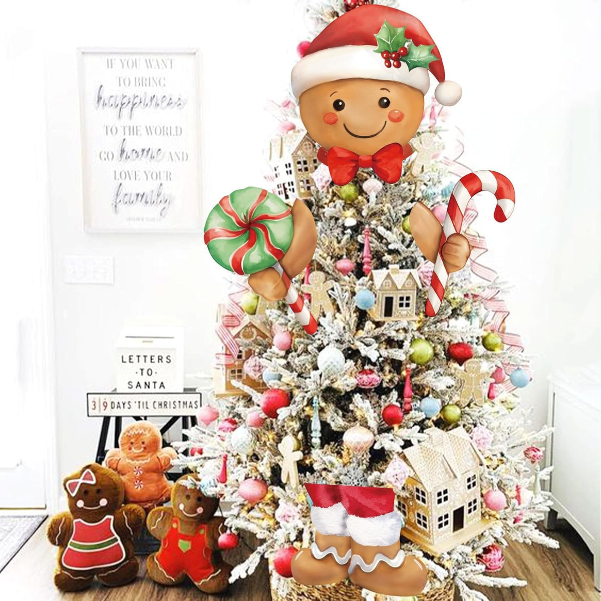 Vloso Gingerbread Christmas Tree Topper, Gingerbread Christmas Decorations