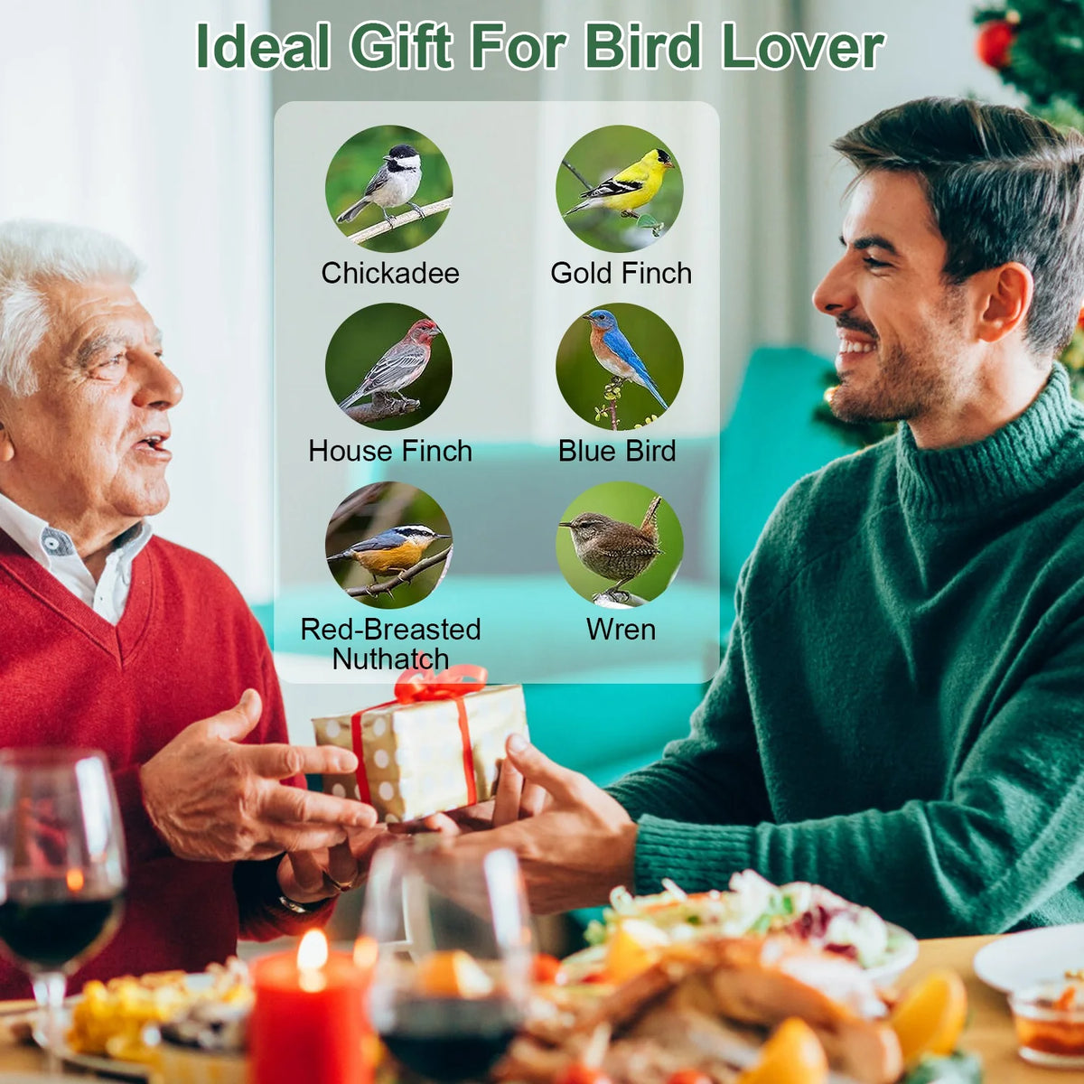 1Pc Outdoor Wild Bird Feeder Squirrel-Proof Chew-Proof Metal Hanging Seed Feeder with 4 Feeding Port for Small Songbirds