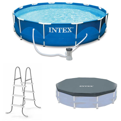 INTEX Metal Frame 12’ X 30” above Ground Swimming Pool with Filter Pump