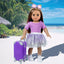 ZNTWEI American 18 Inch Doll Travel Suitcase Play Set with 18 Inch Doll Clothes and Accessories Including Sunglasses Camera Computer Phone Ipad Travel Pillow Ect