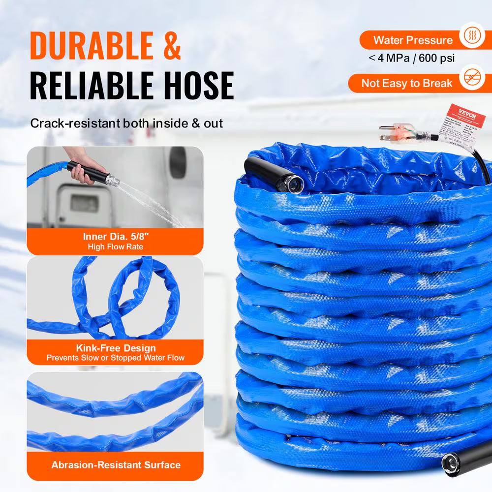 100 Ft. Heated Water Hose for RV -45℉ Antifreeze Heated Drinking Water Hose