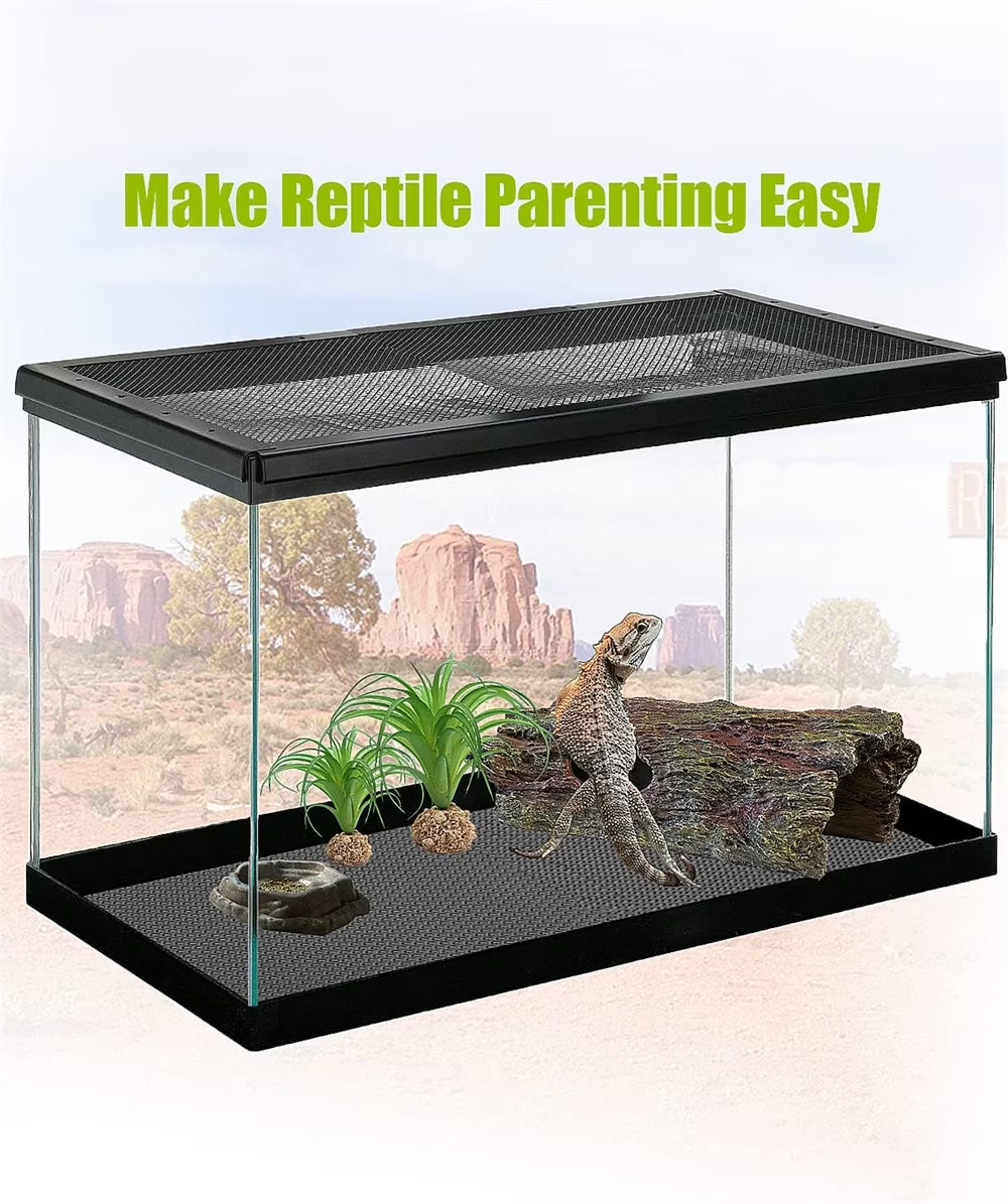 Tutuviw Reptile Carpet Reptile Substrate Floor Reptile Terrarium Mat Liner Durable and Dirt Resistant Reptile Carpet for Leopard Gecko Lizard Bearded Dragon Tank Accessories(Black)