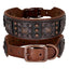 Cool Spiked Dog Collar for Medium Large Dogs Genuine Leather Pitbull Bulldog Adjustable Pet Accessories Collars Necklace (L)