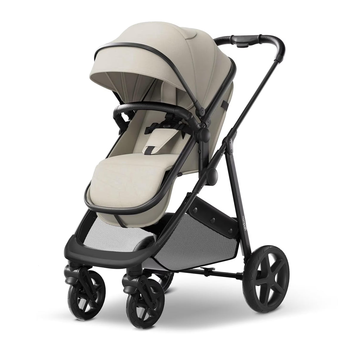 Mompush Wiz 2-In-1 Baby Stroller with Bassinet Mode, Reversible Seat and Large Canopy, Khaki, 22.3LB, Unisex