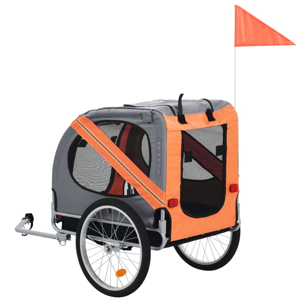 Vida -XL Dog Bike Trailer Orange and Gray