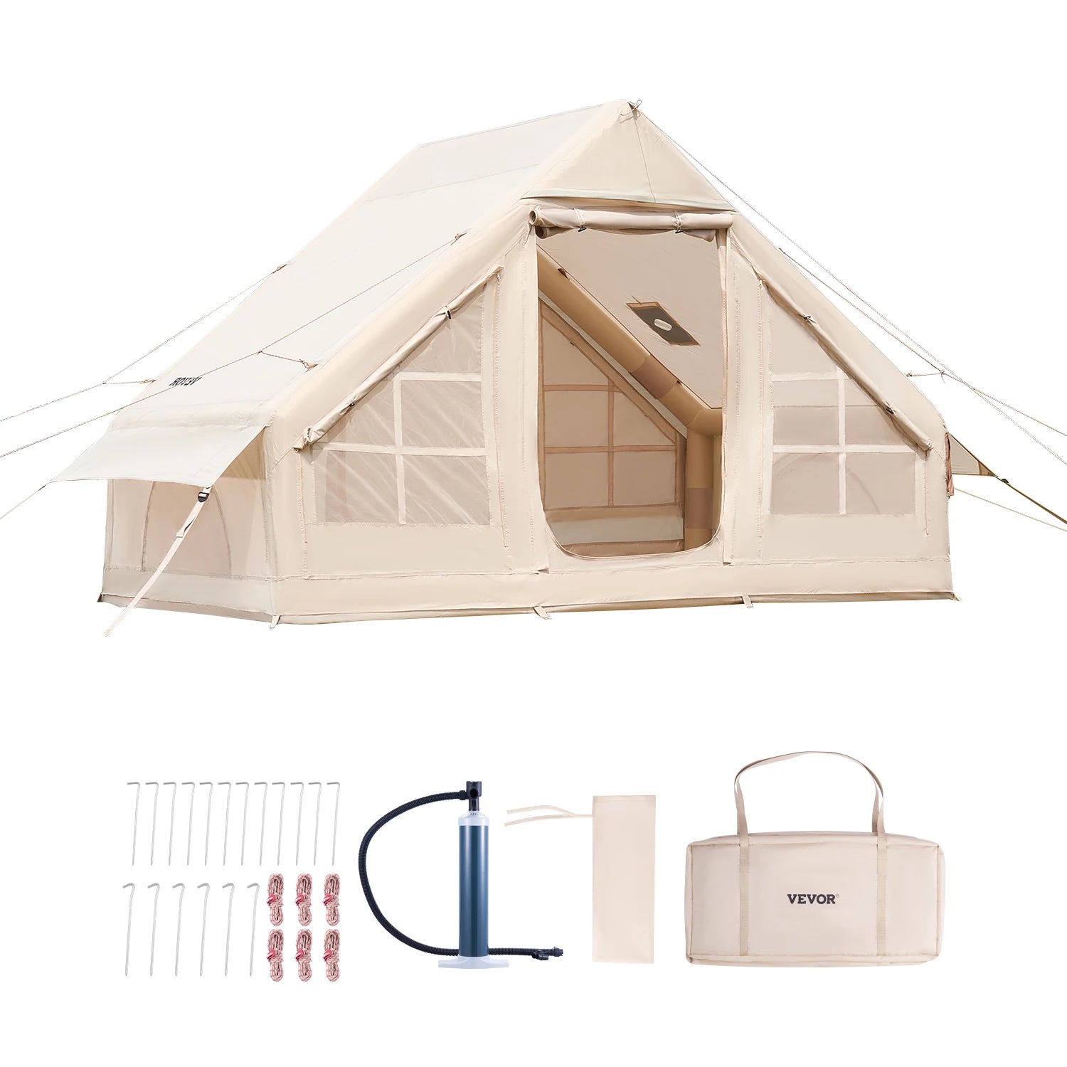 Inflatable Tents for Camp Easy Setup Blow up Tent with Hand Pump 300D Oxford Tent with Stove Jack Storage Bag Included