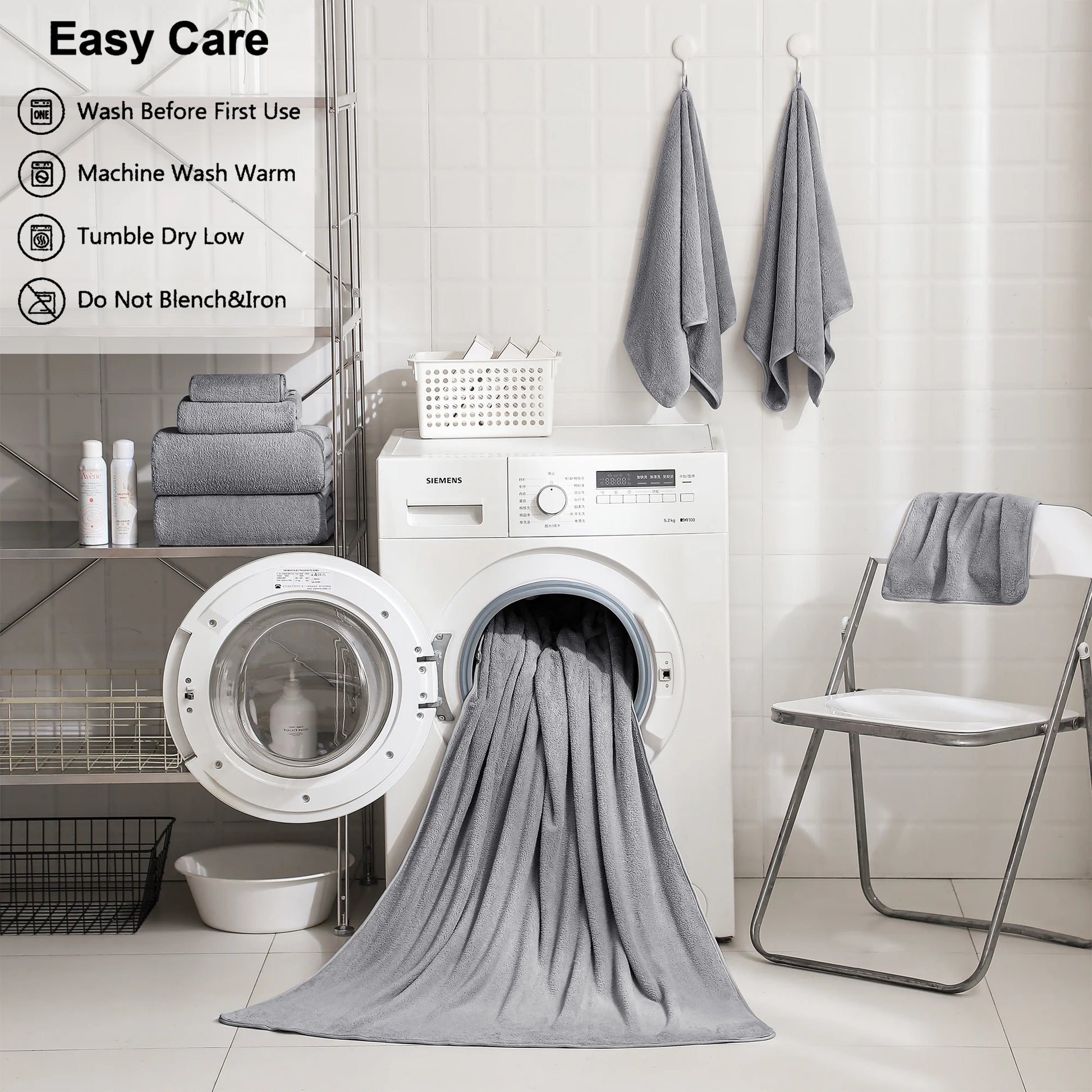 Jessy Home 4 Pack Oversized Bath Sheet Towels 700 GSM Ultra Soft Light Gray Bath Towel Set