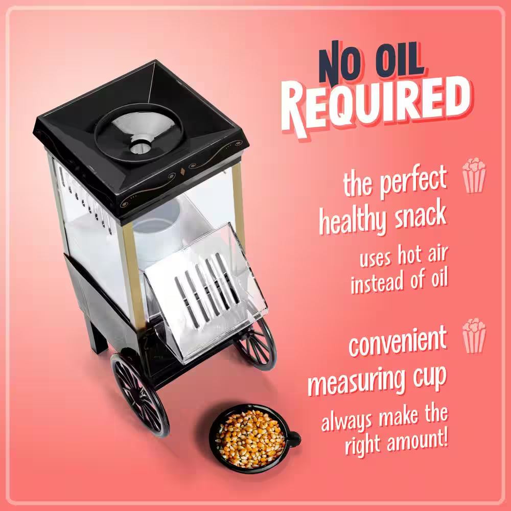 1040-Watt 96 Oz. Black Hot Air Popcorn Machine