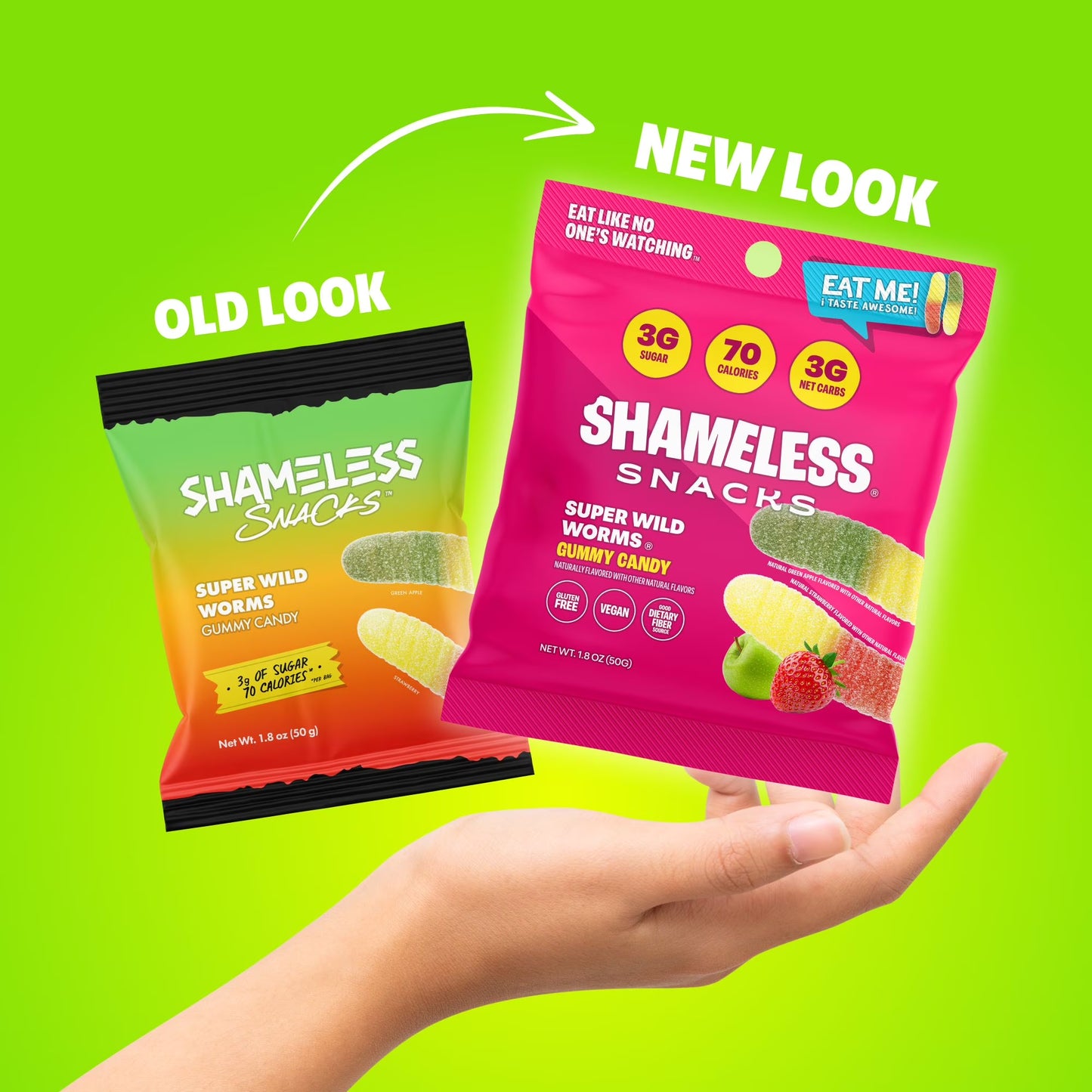 Shameless Snacks - Healthy Low Calorie Snacks, Low Carb Keto Gummies (Gluten Free & Non GMO Candy) - 6 Pack Wild Worms