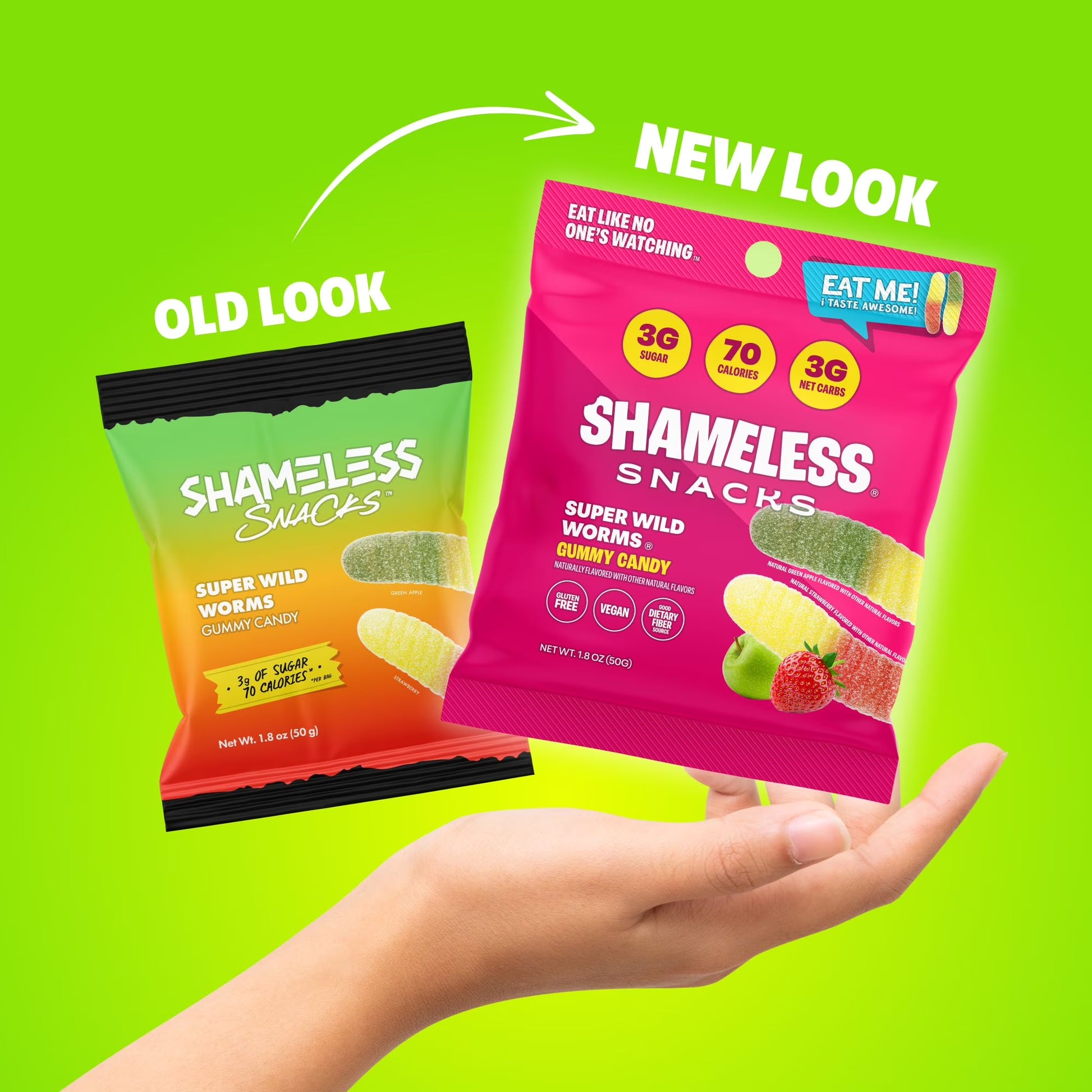Shameless Snacks - Healthy Low Calorie Snacks, Low Carb Keto Gummies (Gluten Free & Non GMO Candy) - 6 Pack Wild Worms