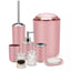 8-Piece Bathroom Accessory Set with Trash Can,Soap Dish,Toothbrush Holder,Cup,Toilet Brush Holder in Pink with Labels