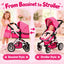Fash N Kolor Foldable Pram for Baby Doll with Polka Dots Design with Swiveling Wheel Adjustable Handle