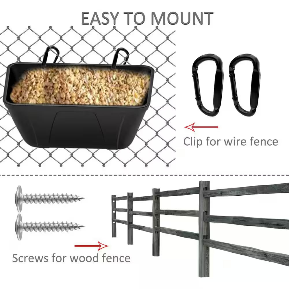 Hanging Feeder Trough for Poultry Goat Sheep Deer and Small Livestock PP Plastic Easy Mounting Feed Container
