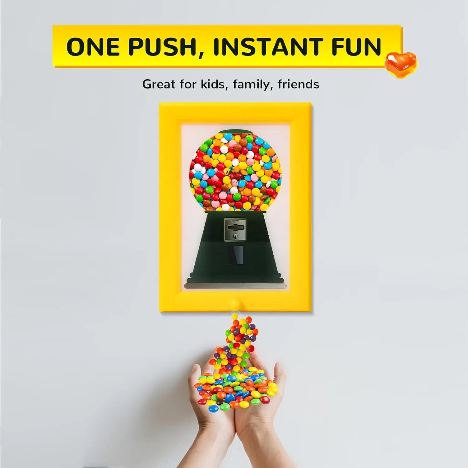 Viral Tiktok Candy Frame a Fun Wall-Mounted Dispenser for Your Home Candy Dispenser Picture Frame Handy Fast Distribution Candies, Nuts, Dog & Cat Treats Holiday Gifts Halloween Decoration Yellow Adults Decorative, Christmas Gift