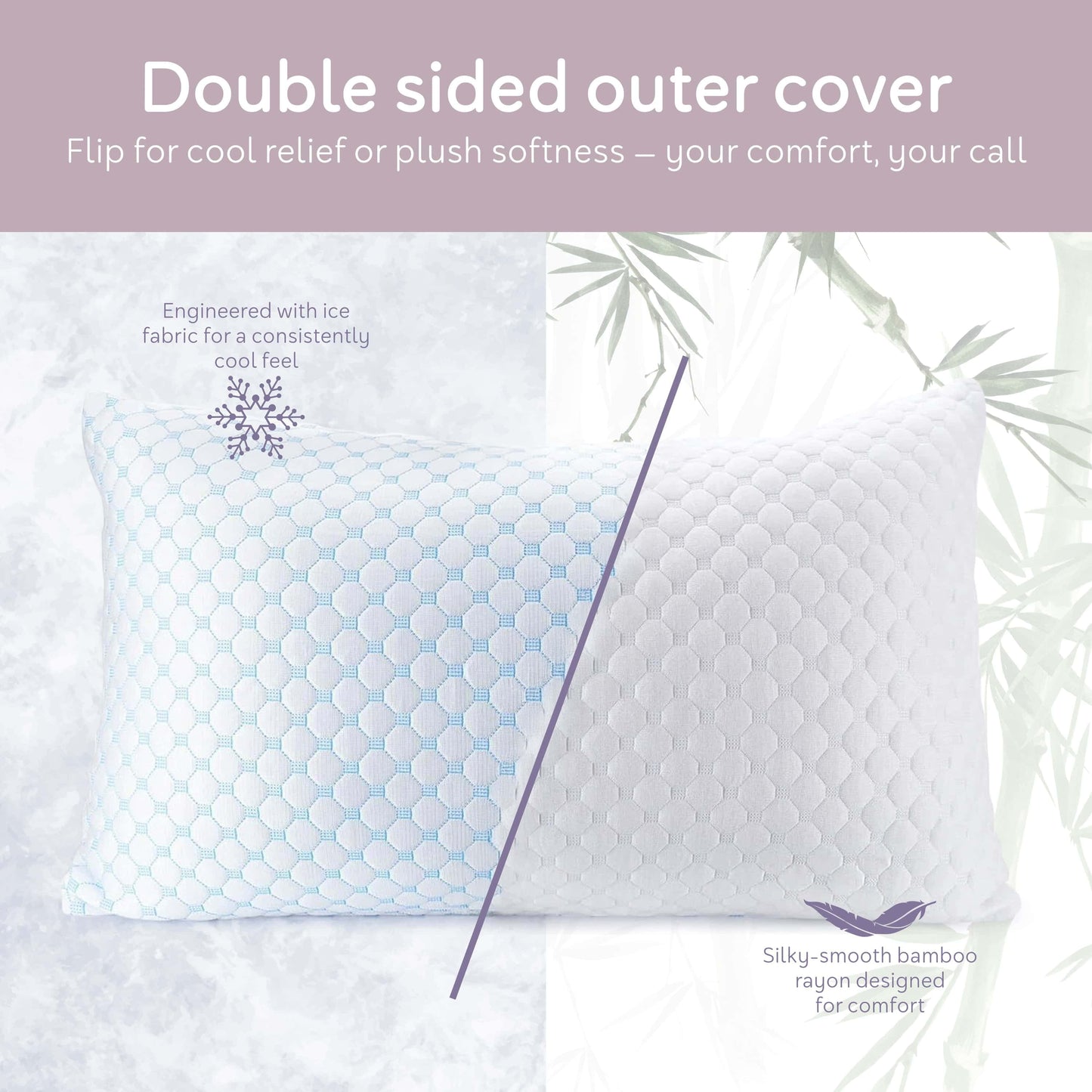 Virtu Temperature Regulating Memory Foam Pillows King Pillows Set of 2, Reversible King Size Pillows, Cooling Pillows King 20" X 36"