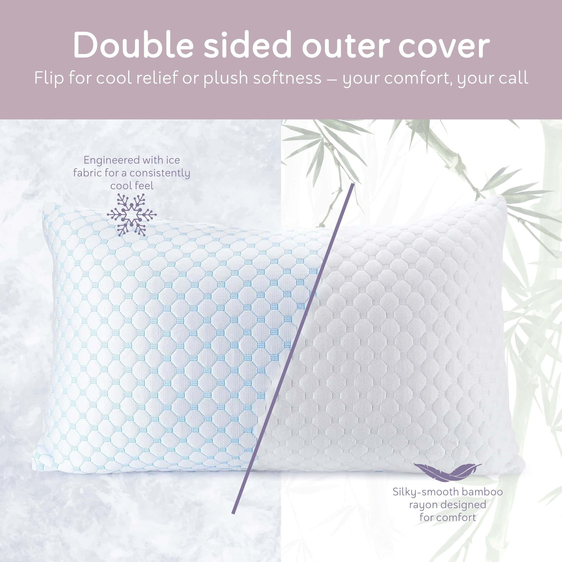 Virtu Temperature Regulating Memory Foam Pillows King Pillows Set of 2, Reversible King Size Pillows, Cooling Pillows King 20" X 36"