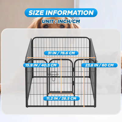 Dog Fence, 4/6/8/12/16 Panels 24"\32"\40"H Foldable Dog Playpen, Exercise Heavy Duty Metal Dog Cage for Yard, Lockable Double Door Pet Fence Indoor Outdoor Dog Pen for Large Medium Small Animals Pet