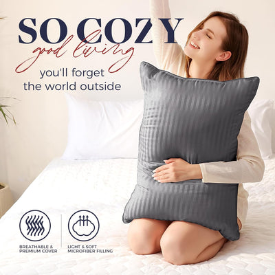 Basic beyond Standard Size Pillows for Sleeping - Soft down Alternative Pillows Luxury Hotel Collection Bed Pillows Set of 2, Grey, 20X26 Inches