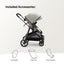Mompush Wiz 2-In-1 Baby Stroller with Bassinet Mode, Reversible Seat and Large Canopy, Khaki, 22.3LB, Unisex