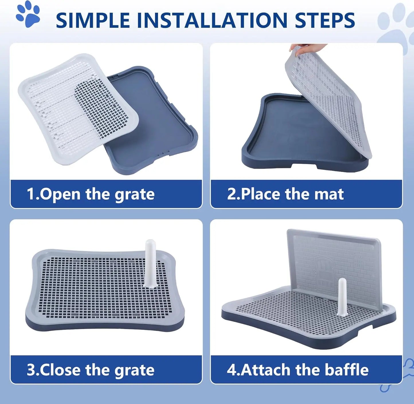 Hallostark Pee Pad Holder, Indoor Dog Potty for Dogs, Dog Pad Holder, Puppy Potty Training Tray with Splash Wall & Center Post, 20.1"×15.4", Black