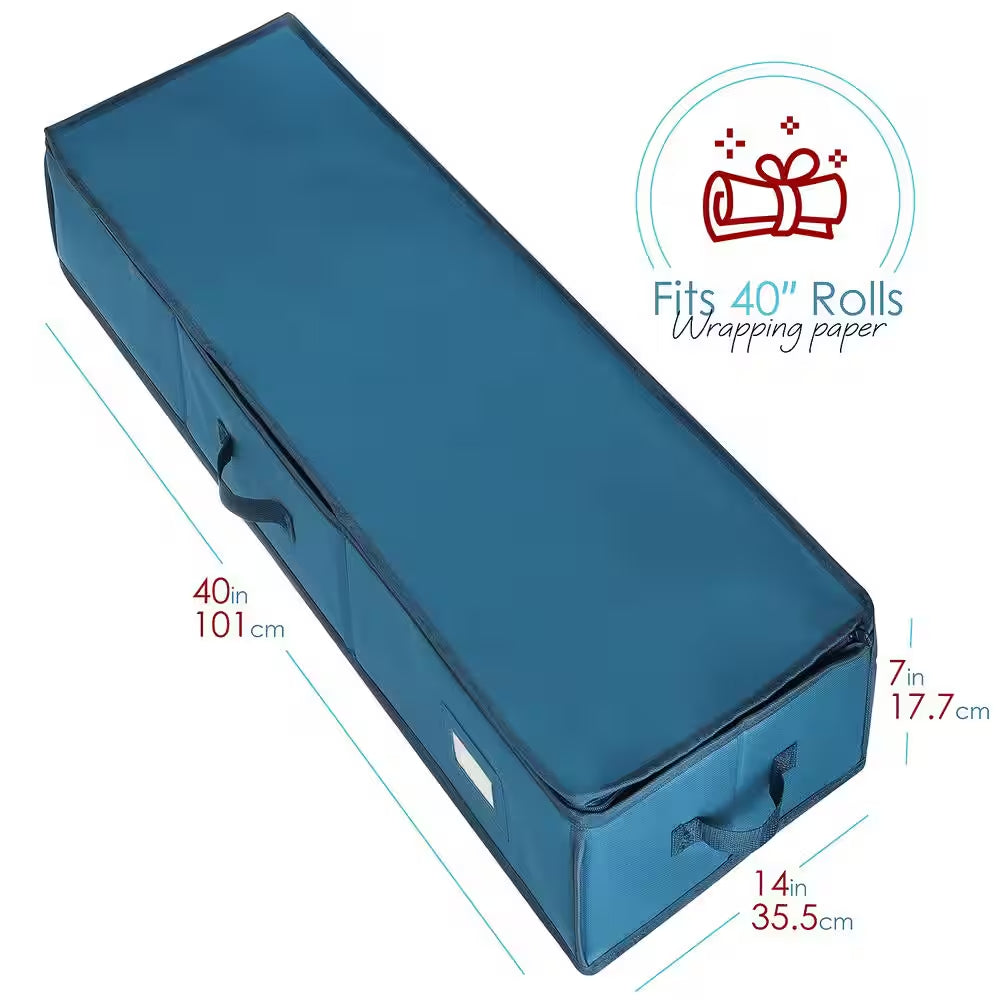 Blue Large Christmas Wrapping Paper Storage Box