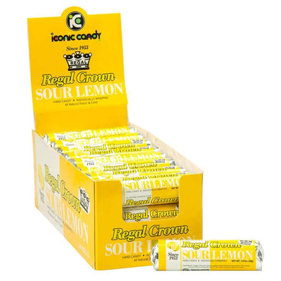 Regal Crown Sour Lemon Hard Candy Rolls | Old Fashioned Sour Lemon Candy | Traditional Lemon Candy Brought to You by Iconic Candy | 24 Count